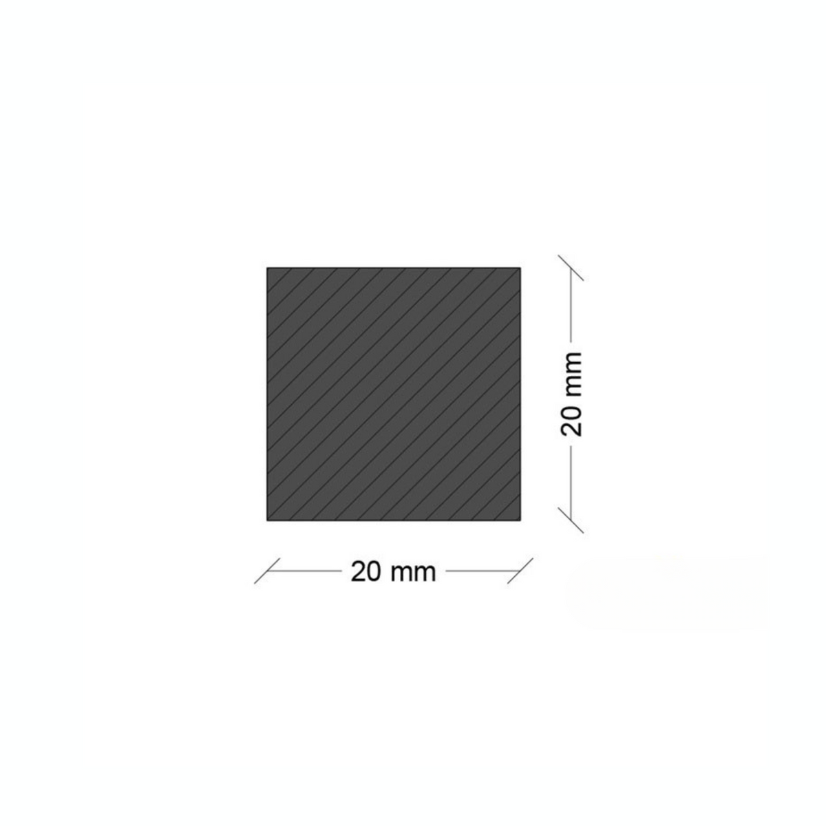 Ferro Quadro Pieno MM 20 - Nero qualità S275JR e Zincato a freddo