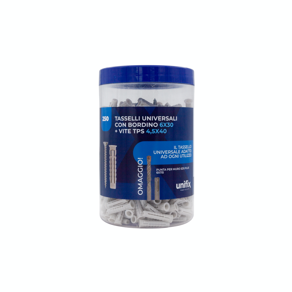 Unifix Barattolo con vite TPS Pozidriv e punta SDS PLUS