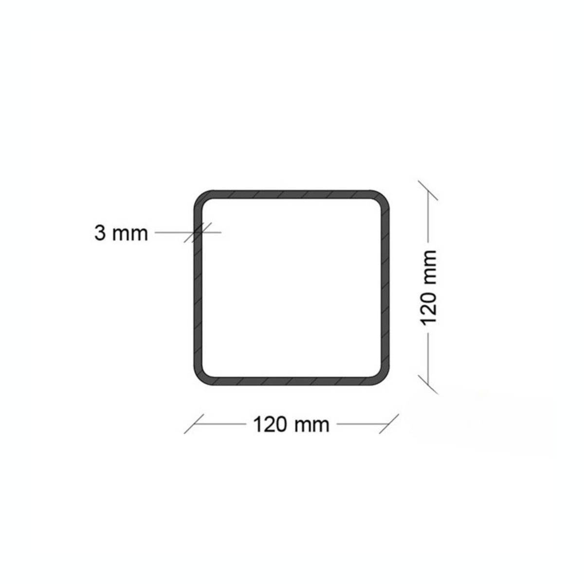 Tubolare Quadro 120x120 - Nero S235JR / Zincato DX51D - Profilato metallico per carpenteria e strutture
