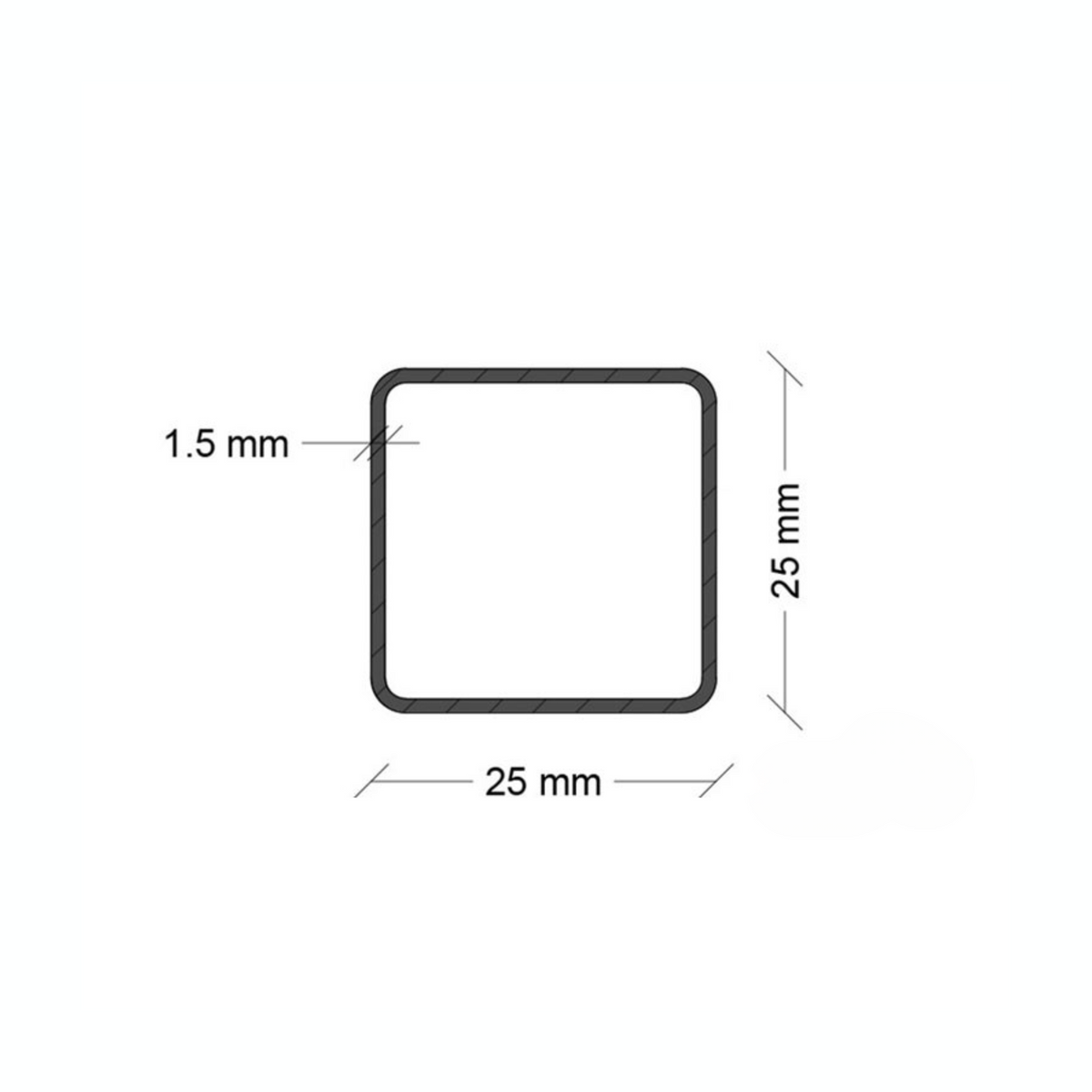 Tubolare Quadro 25x25 - Nero S235JR / Zincato DX51D - Profilato metallico per carpenteria e strutture