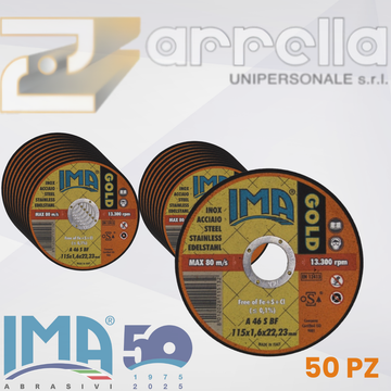 CONFEZIONE 50 DISCHI IMA GOLD PIANI PER TAGLIO FERRO 115