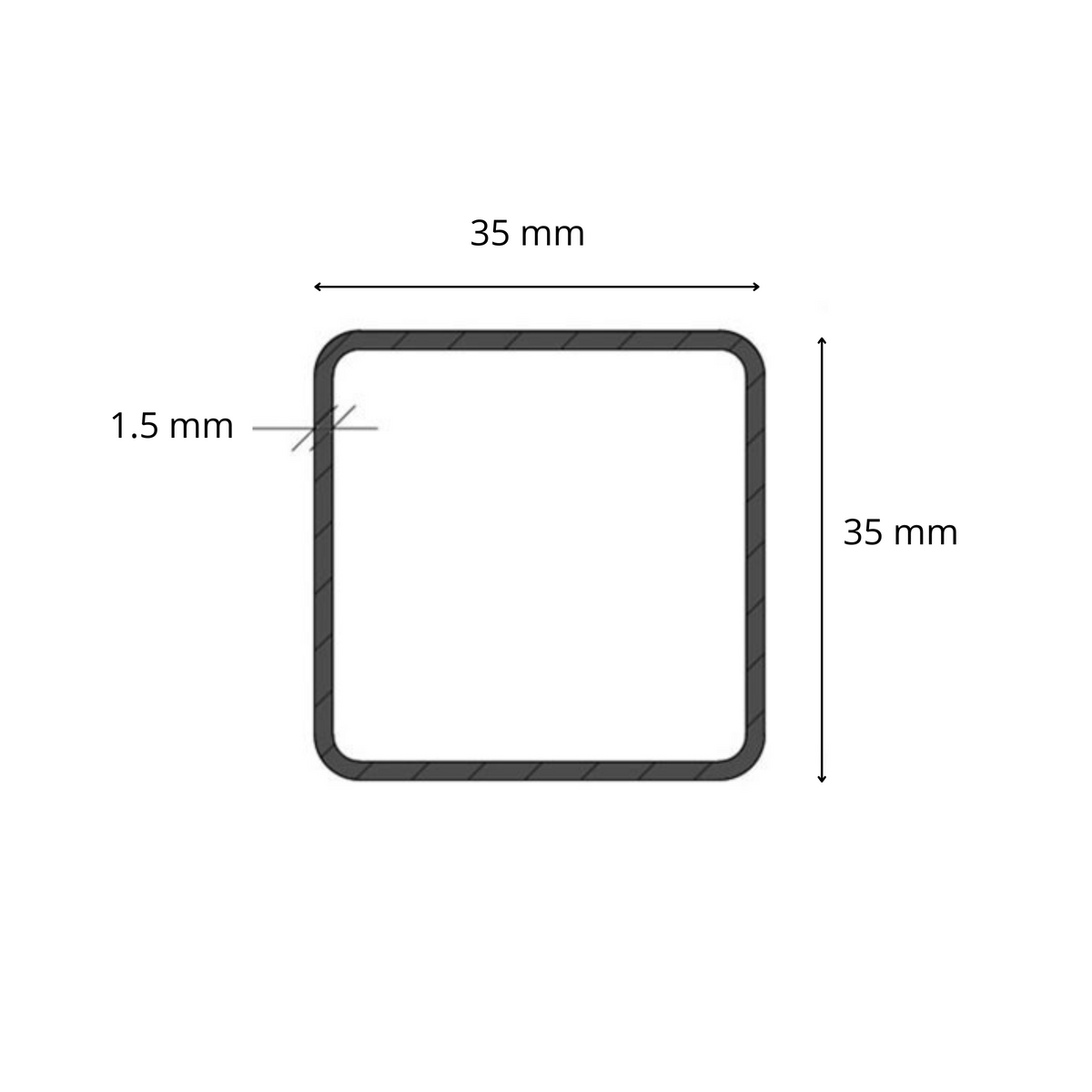 Tubolare Quadro 35x35 - Nero S235JR / Zincato DX51D - Profilato metallico per carpenteria e strutture