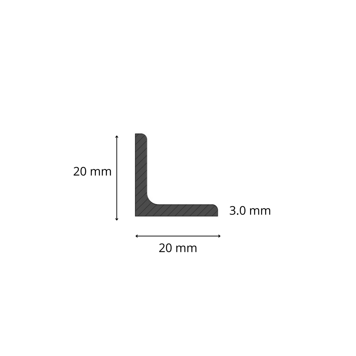 Ferro Angolare 20x20  - Nero qualità S275JR e Zincato a freddo