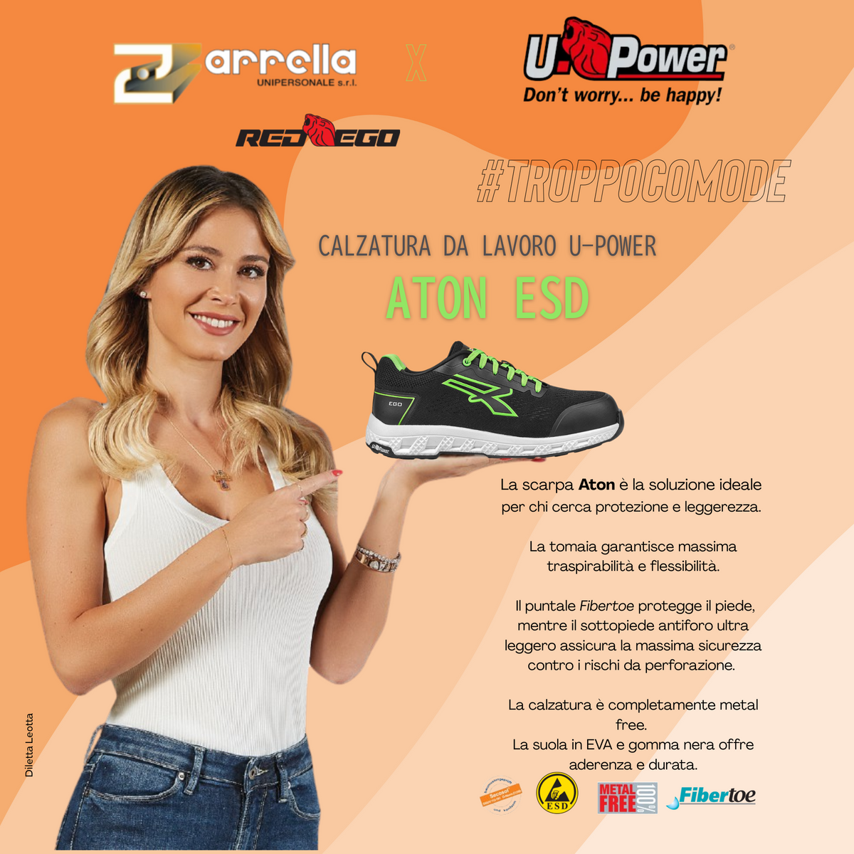 Scarpe antinfortunistiche U-Power Aton ESD S1PS HI HRO FO SR