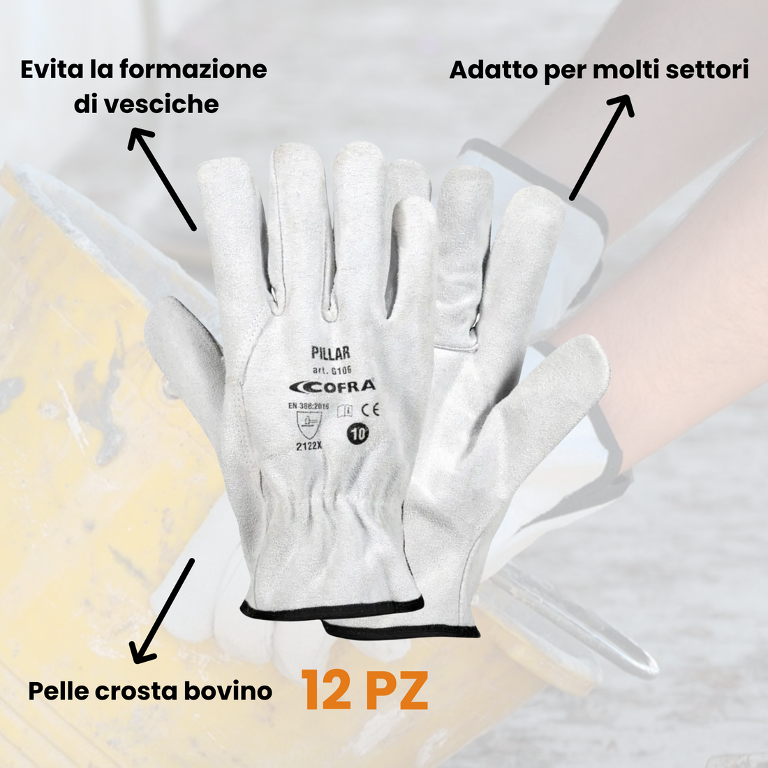 Cofra Guanto protettivo in pelle crosta bovino Modello Pillar G106