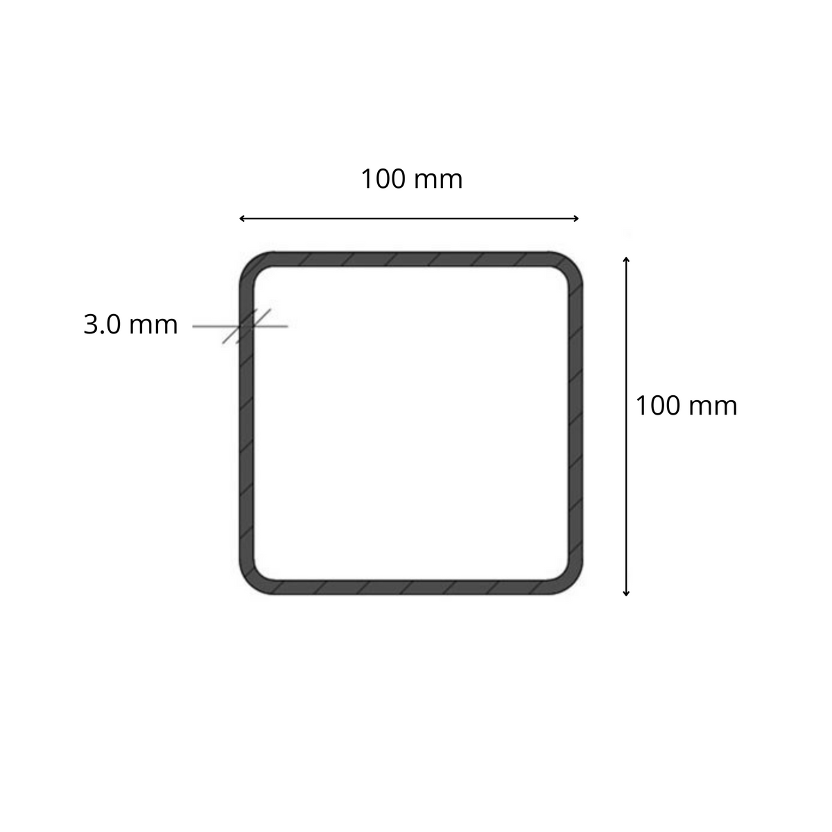 Tubolare Quadro 100x100 - Nero S235JR / Zincato DX51D - Profilato metallico per carpenteria e strutture