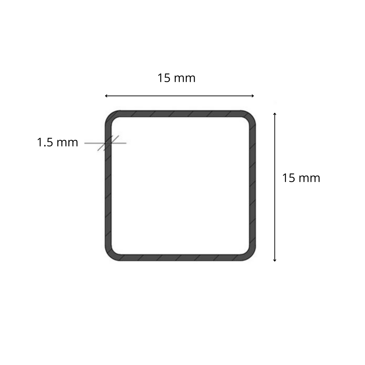 Tubolare Quadro 15x15 - Nero S235JR / Zincato DX51D - Profilato metallico per carpenteria e strutture