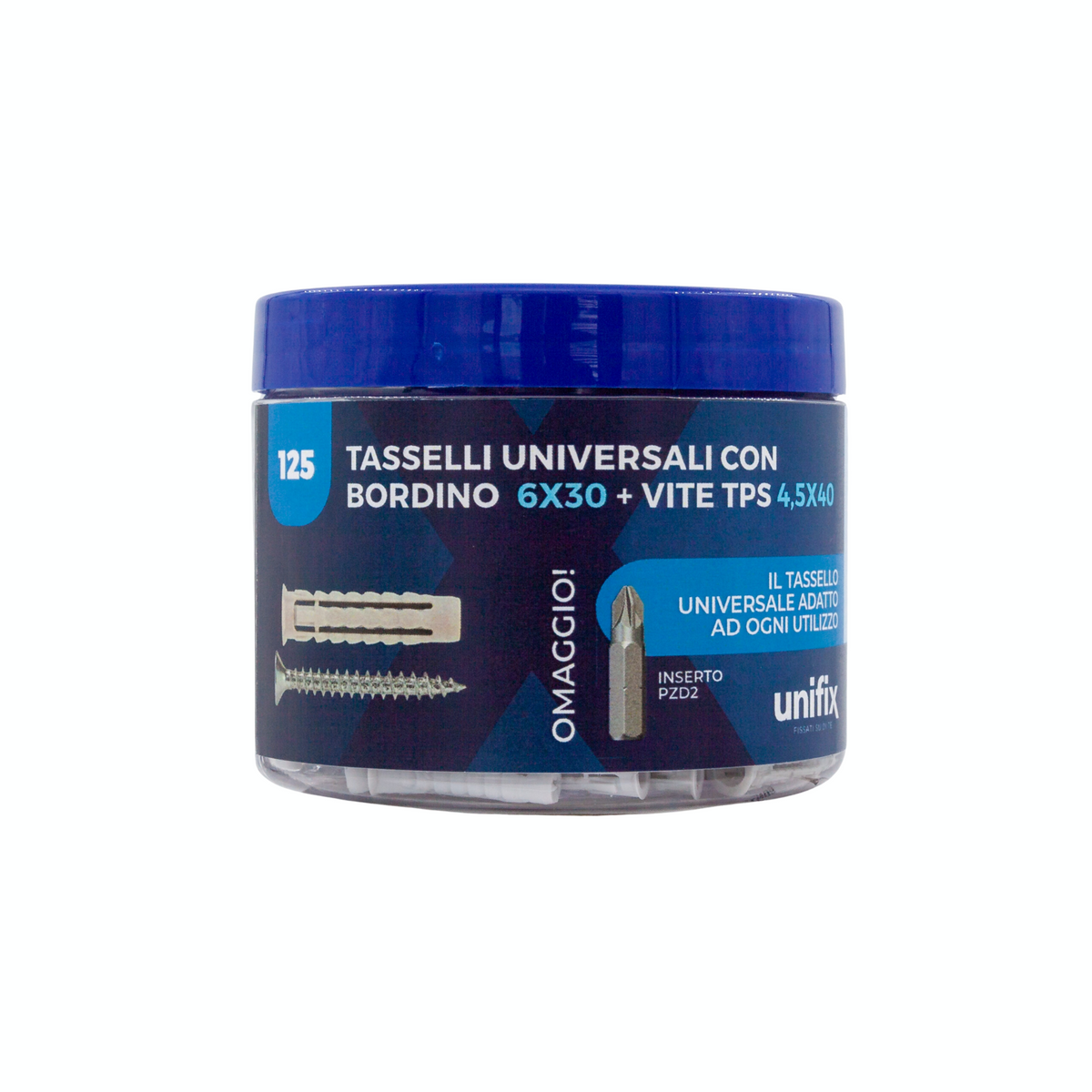 Unifix Barattolo con vite TPS Pozidriv e inserto PZD2